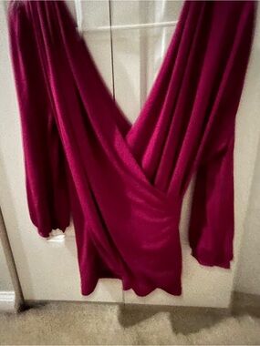 New York & Company Fuchsia Wrap-Style Dress